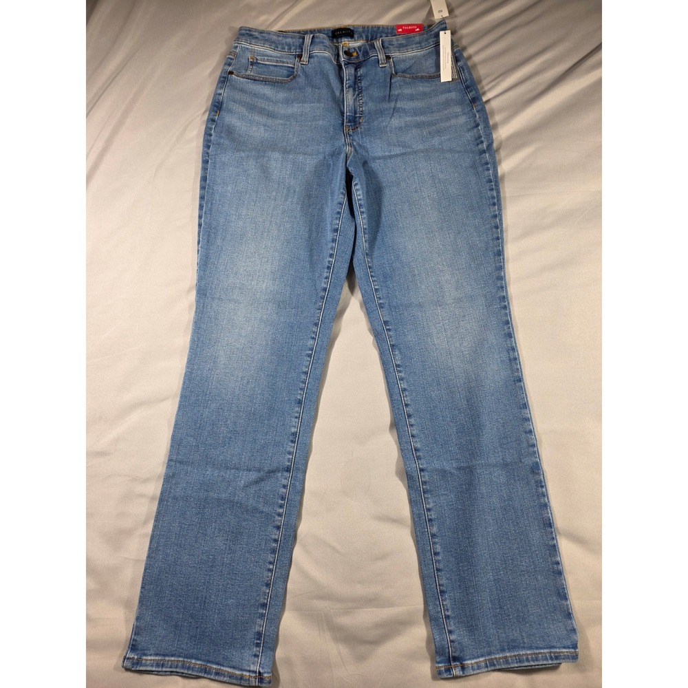 Talbots Straight Leg Jean Women 14 Blue Curvy High Waist Stretch Denim NEW